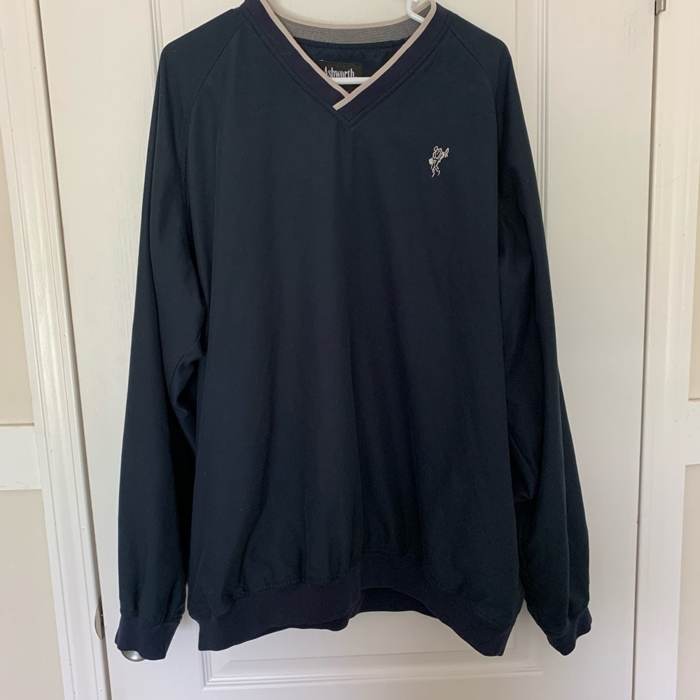 Mens Ashworth Navy Blue Golf Pullover Nano Tex Weather Resistant EUC